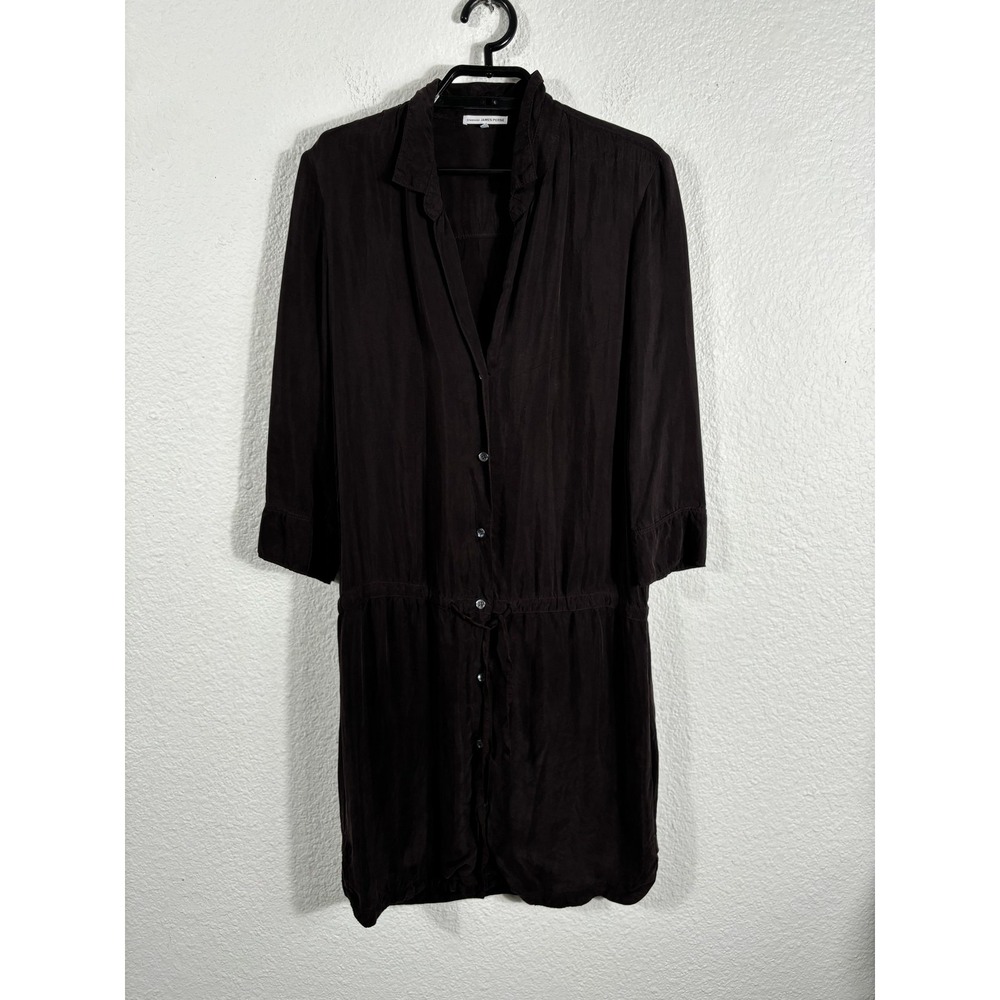 James Perse Shirt Dress Womens 1 Brown Button Up Midi Tunic WRN6408